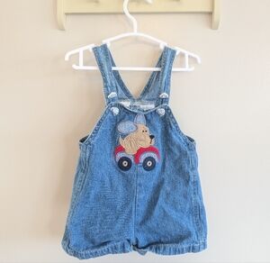 Sesame Street Blue Denim Overalls with Dog and Car Design